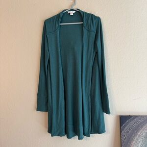 Athleta Teal Harmony Pose Wrap Hooded Cardigan Small